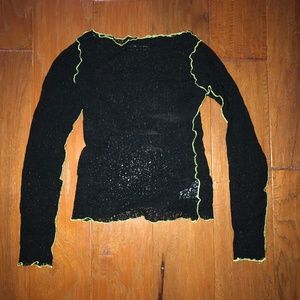 Black Floral Mesh Top